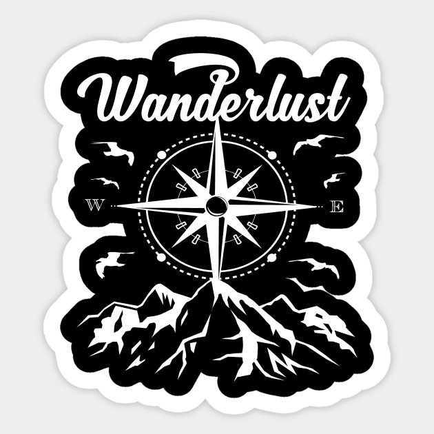 Wanderlust Design | Berge Kompass Shirt Sticker by ArtbySteve